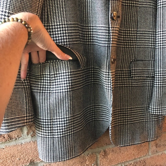 PAL ZILERI | Grey classic check oversized fall designer blazer coat - Picture 6 of 17
